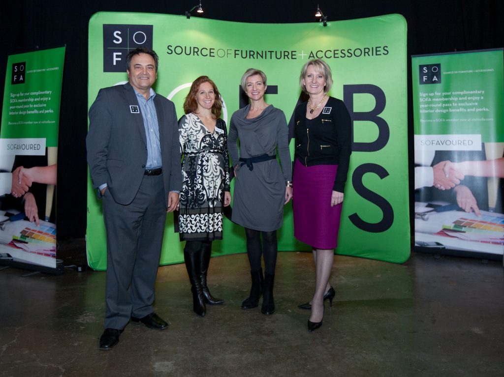 L-R SOFA President Michael Prescott, Director of Business Development for Houzz Katherine Nannizzi, VP Marketing for Houzz Liza Hausman, Director of Marketing for SOFA Linda Kafka SOFA