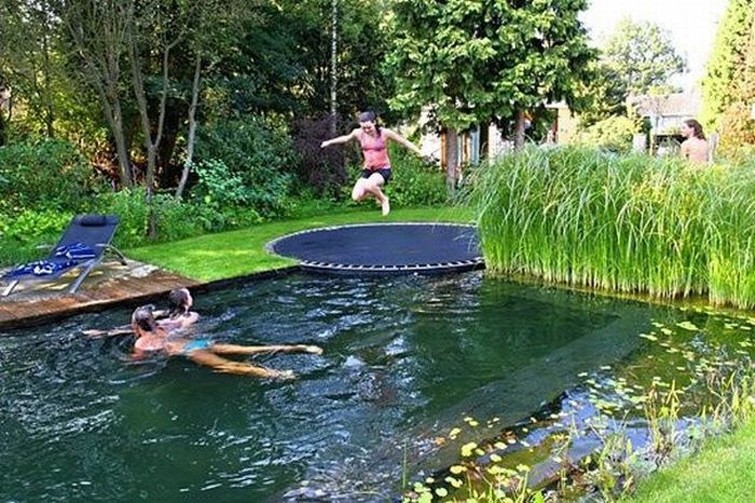 Trampoline and pond pool