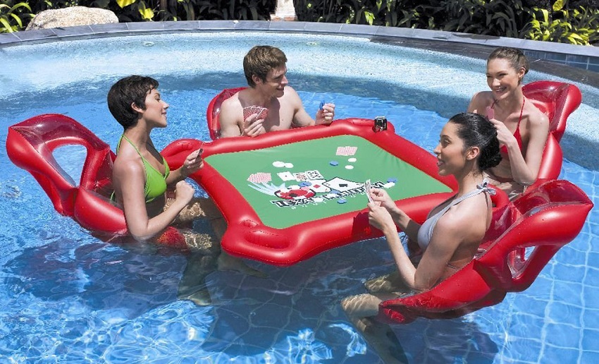 floating poker table backyard